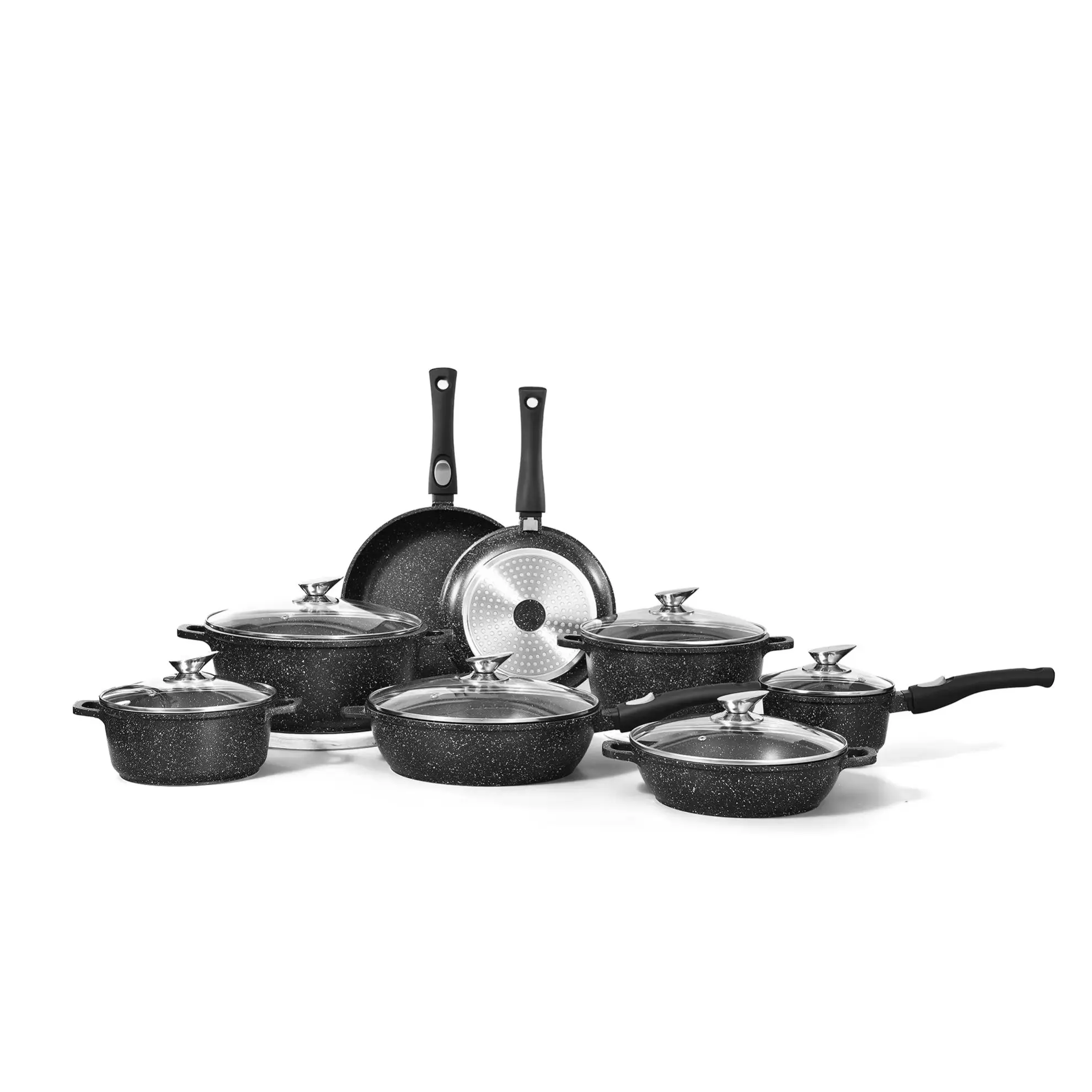 

Aluminum Non-Stick Soup Pot Marble Painting Cooking Pot Kitchenware Cookware Pots Pans Set With Detachable Handle