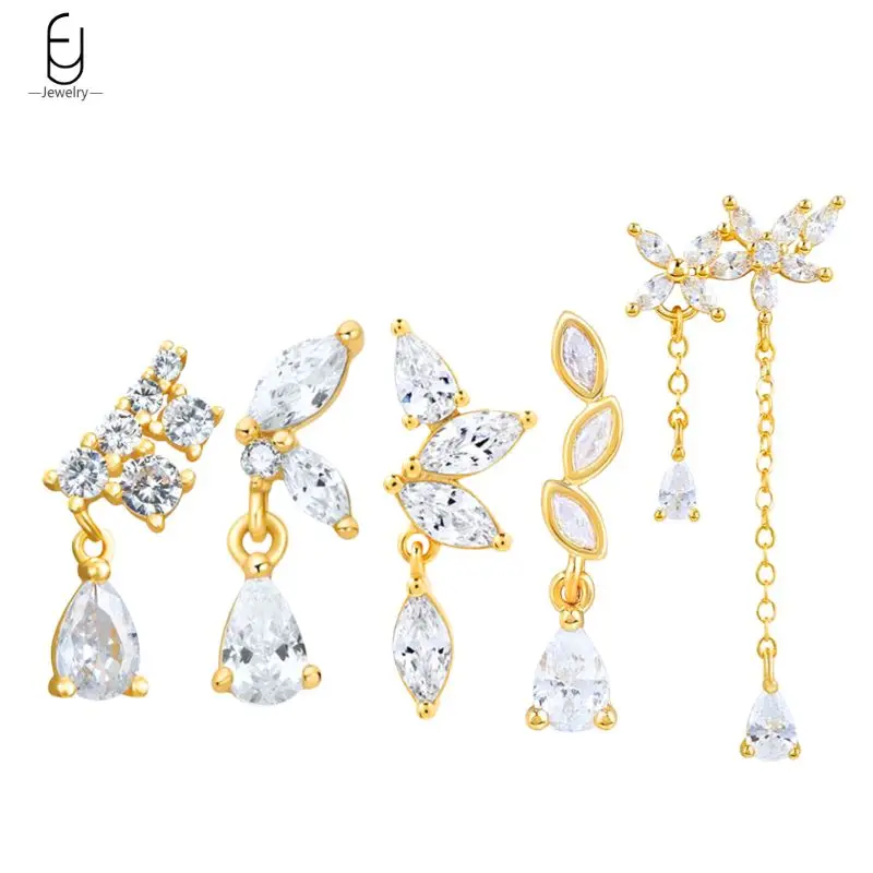 

925 Sterling Silver Ear Needle Exquisite Water Drop Earrings for Women Shiny Zircon Pendant Stud Earrings Wedding Luxury Jewelry