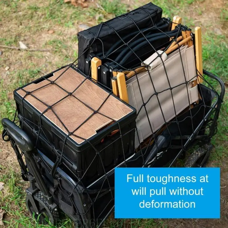 

R6FE Elastic Cargo Net Folding Wagon Cart Folding Cargo Net Beach Cart Wagon Cart Heavy Duty Tie Rod Tool Camping Accessory