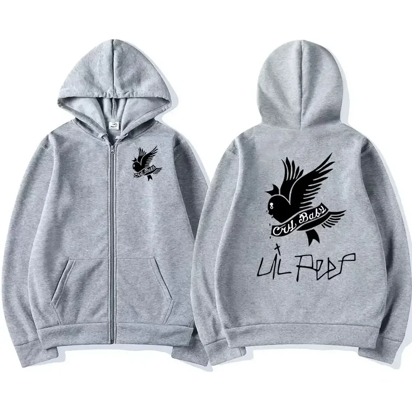 Hot Rapper Lil Peep Print Zipper Hoodie Men Women Hip Hop Vintage Zip Up Sweatshirt Jacket Trend Fashion Oversized Pullovers