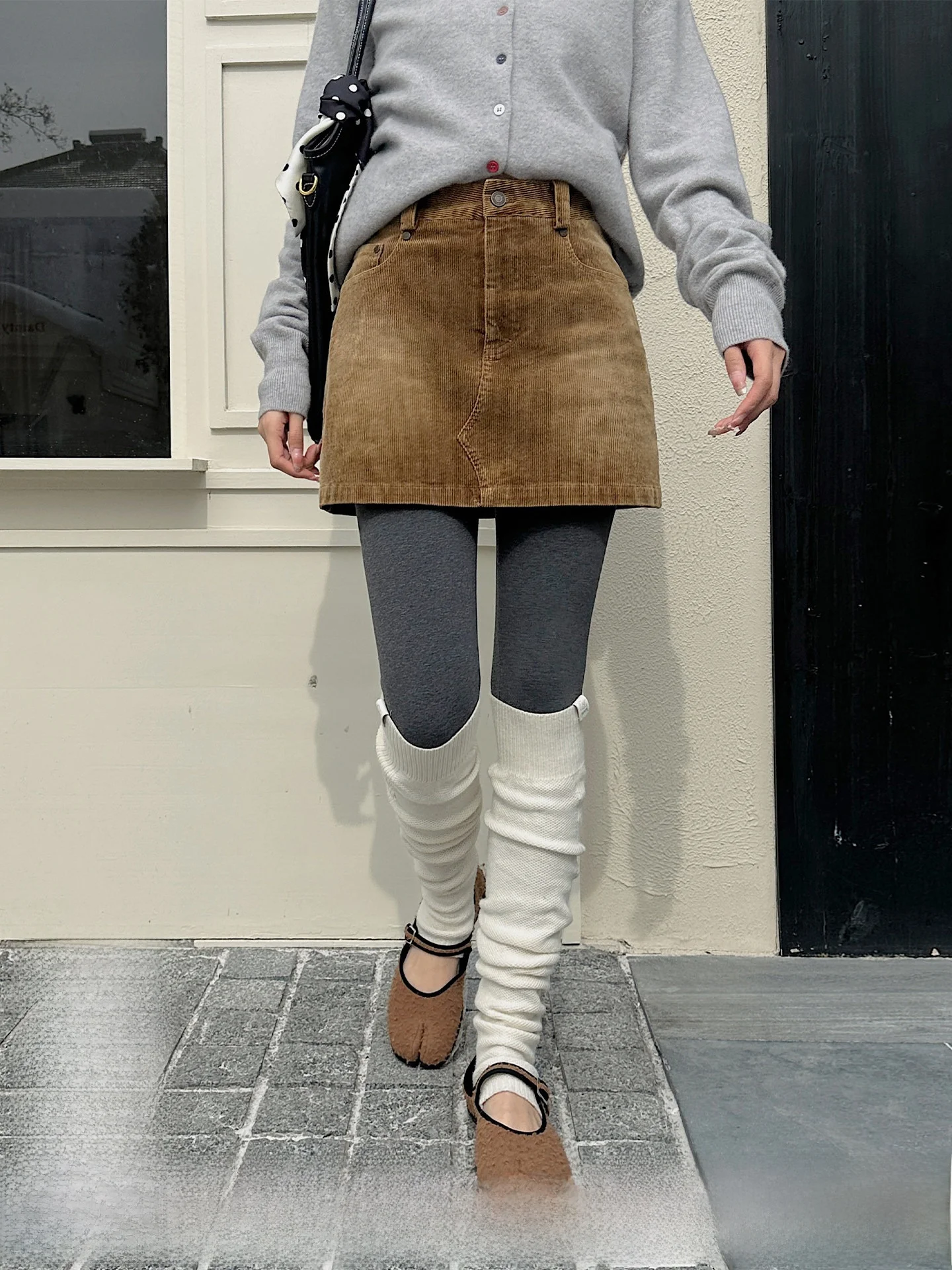 

7REREK Corduroy Short Skirt Straight Leg Washed Vintage Handmade Store Casual mid Waist A-Line Skirt
