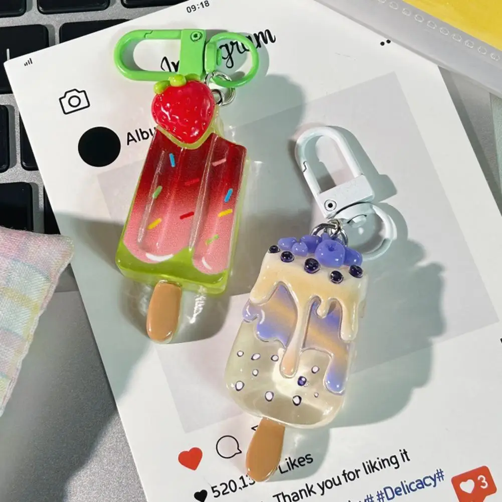 Food Replica Keychain Lightweight Resin Bag Hanger Portable Ice Cream Keychain Accessory High Simulation Summer Style Pendant