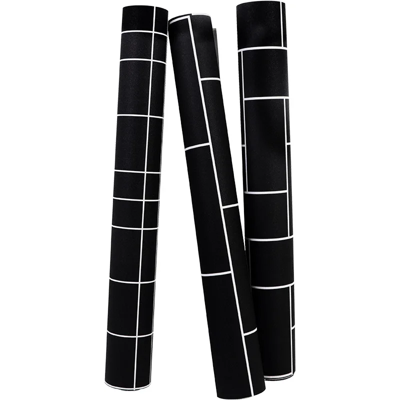 ورق حائط ذو مربعات باللونين الأبيض والأسود على الطراز الشمالي مع غطاء جدار بنمط الطوب اللاصق لمتاجر الملابس ومتجر شاي الحليب