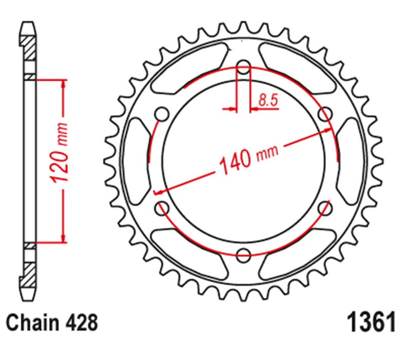 428 49T Motorcycle Rear Sprocket Gear For Honda XLR250R XLR 250R XLR250 R Baja MD20 MD22