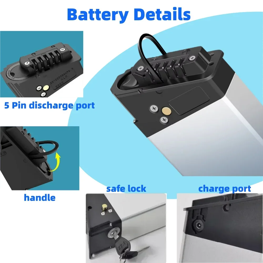 48V 10.4Ah 14Ah 배터리 DCH-006 교체 배터리 30A BMS 토트가드 포함 250W 500W 750W 1000W 모터용