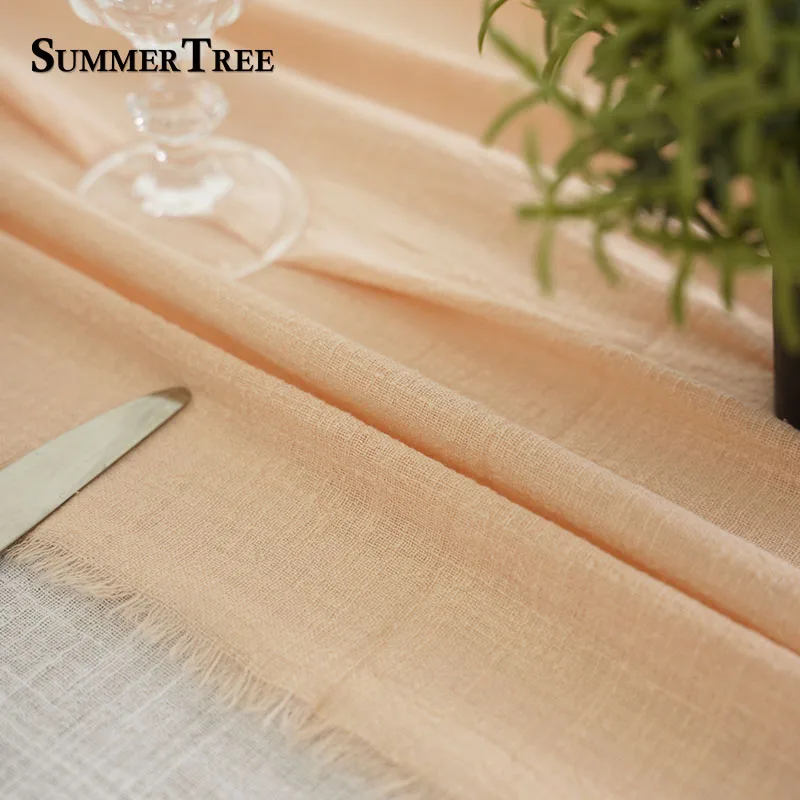 2-8 Meters Vintage Rustic Cotton Gauze Table Runner Retro Burr Texture Perfect for Dining, Kitchen and Wedding Party Decorations