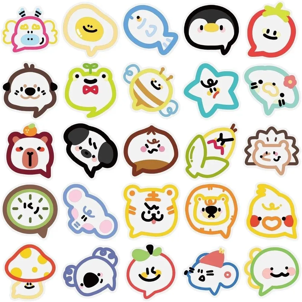 50pcs Kawaii Cartoon Speech Bubble Stickers Waterproof No Residue DIY Decals for Phone Case Laptop Journal Scrapbook
