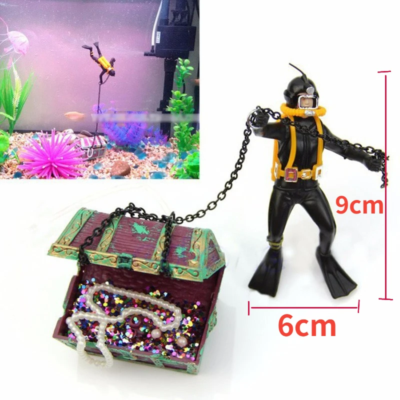 Fish tank decor decorazioni paesaggistiche per acquari frogman oxygen chest rotten boat ornaments accessori per acquari