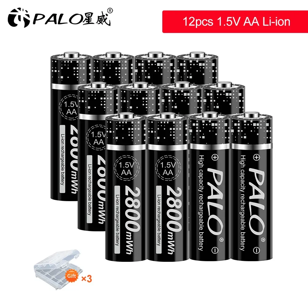 

PALO 1.5V AA Rechargeable Battery AA Lithium ion battery 2800mWh 1.5V aa Li-ion Batteries For toy ,remote control, mp3 clocks