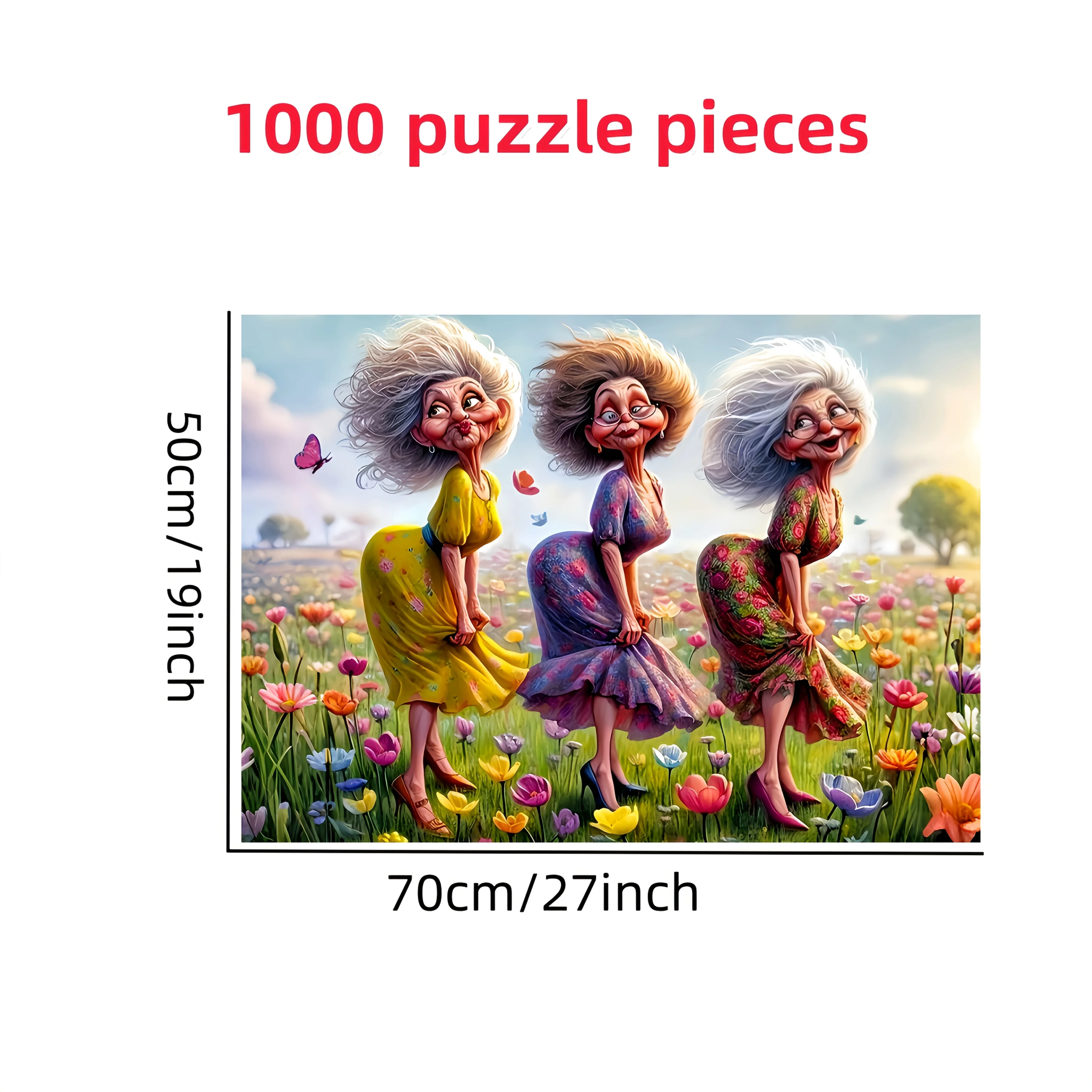1000 peças quebra-cabeça da avó do jardim para adultos-design floral vibrante com mulheres idosas alegre, diversão familiar ga interativo