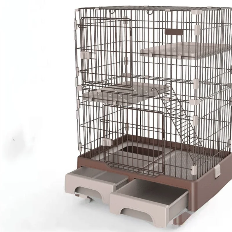 Large Folding Wire Pet Cage for Cat, Metal Cat Cage