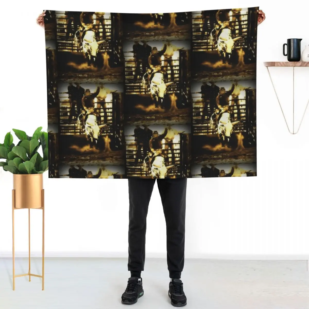 Bull Riding Rodeo Cowboy Rustic Country Western Throw Blanket Nap warm winter Moving Luxury Thicken Cute Plaid Blankets
