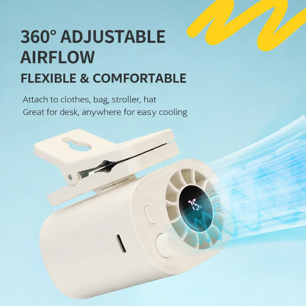 Portable Mini Turbo Fan 360° Rotating Clip-On Desk Fan for Office Camping Travel, 100 Speed Adjustable, Long Battery Life