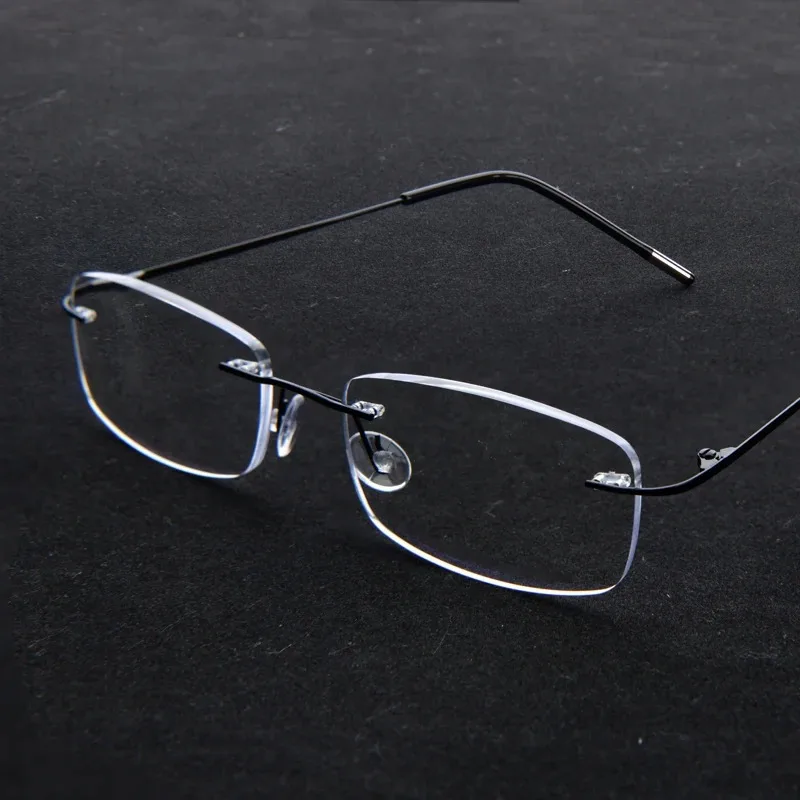 Plus Reading Glasses Men Rimless Alloy Frame Luxury Presbyopic Glasses Anti Blue Light Magnifing Presbyopia Glasses +1.0 1.5 4.0