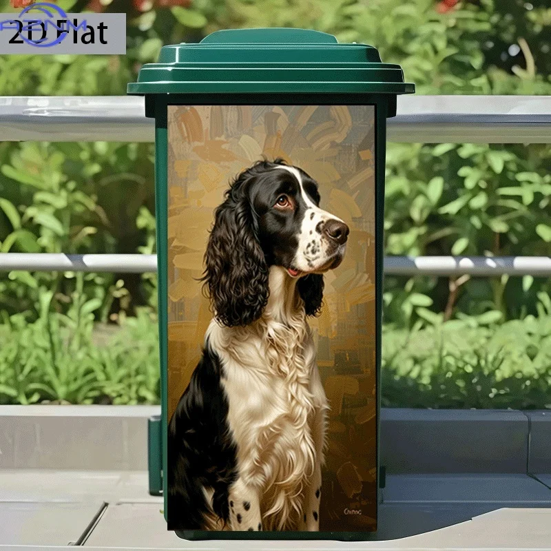 Trash Can Sticker 37X82Cm Dynamic Black And White Dog Shadow Theme Design Wall Sticker Self-Adhesive Wall Decoration for Kitc