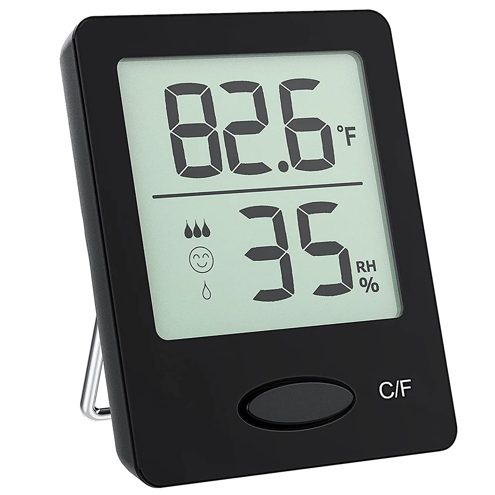 Humidity Gauge, Room Thermometer Hygrometer, Mini Size Indoor Thermometer with Indicator, Black, 1 Packs