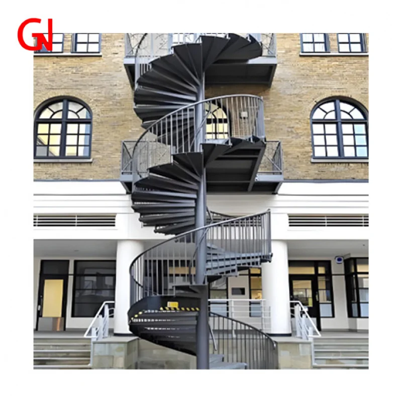 

10 0.Zhang.Custom.Modern Design Indoor and Outdoor Metal Stairs Rotate Stairs with Fence Apartment Application