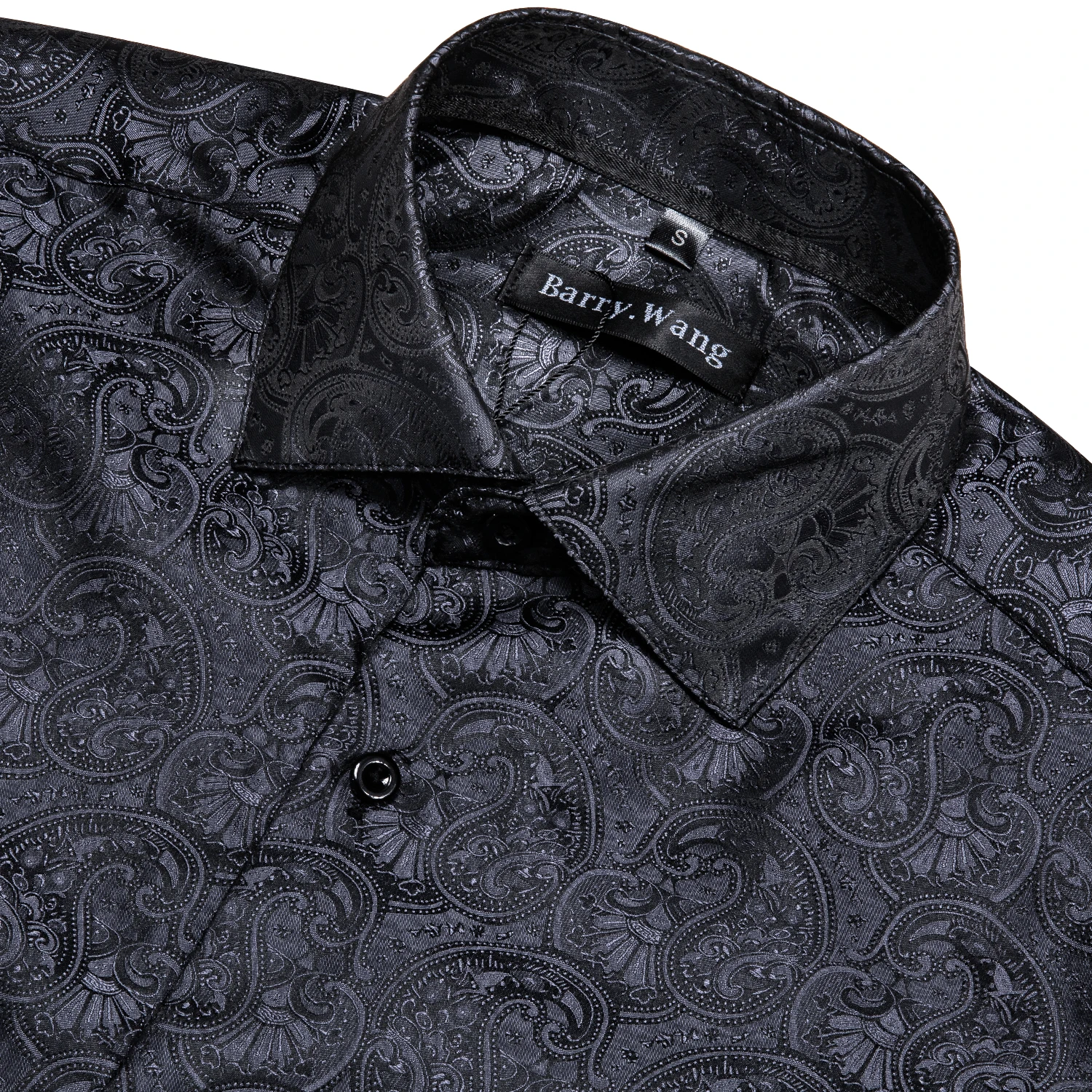black paisley dress shirt Black Paisley Studded Jacquard Shirt main image 1