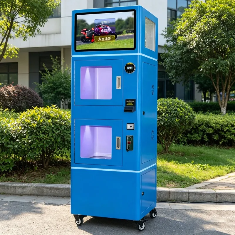 Automatic Helmet Washer Vending Machine Quick and Smart Cleaning Station for Motorbike and Sports Helmets, Customizable