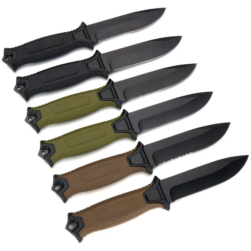 Cuchillo de hoja fija para acampar de alta resistencia G1500, 6 estilos, mango FRN duradero, acero de alta dureza, equipo práctico para exteriores para hombres