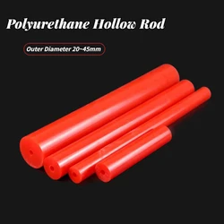 1Pcs Red Polyurethane Hollow Rod Gaskets PU Plastic Pipe Bar Shock Absorber with Outer Diameter 20~45mm Inner Hole Aperture 8mm