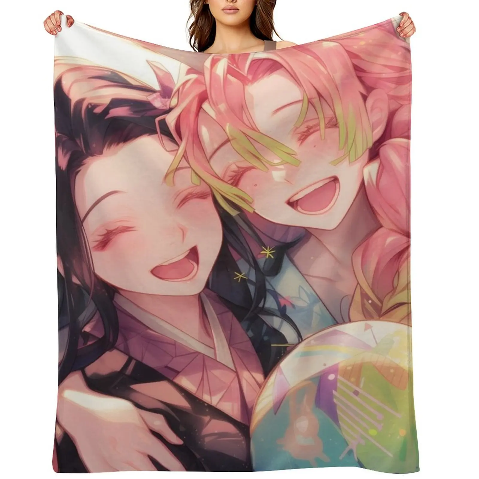 

Nezuko Kamado & Mitsuri Kanroji - Demon Slayer 1 Throw Blanket Soft Big Bed Furry Blankets
