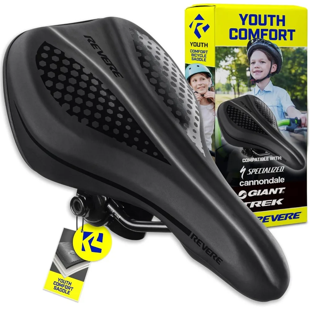

Revere Youth Memory Foam Saddle - Stylish, Ultra-Comfort Bike Seat for Kids, Youth Bikes, Premium Quality Seat for Boys and Girl