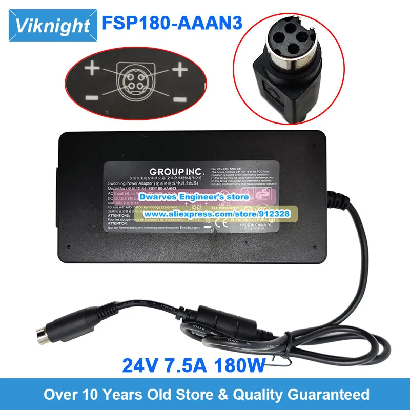 24V 7.5A 180W AC Adapter FSP180-AAAN3 Laptop Charger FSP180-AABN3 Power Supply Round With 4 Holes