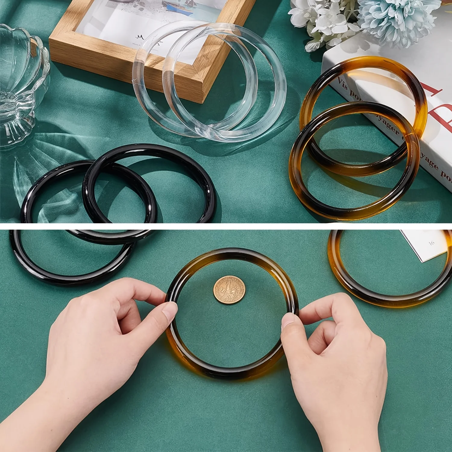 2pcs Round Resin Bag Handles for DIY Handbag Making for Craft and Bag Decoration, DIY Wallet Making