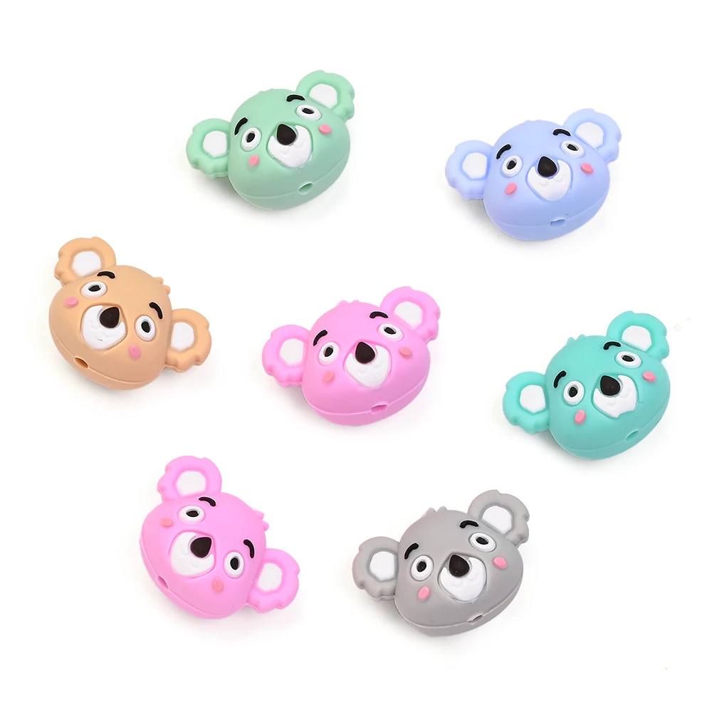 6 個のカラフルなシリコーンビーズリトルベア型ビーズ食品グレードのシリコーンビーズ Diy のためのユニークなおしゃぶりチェーンジュエリーアクセサリー