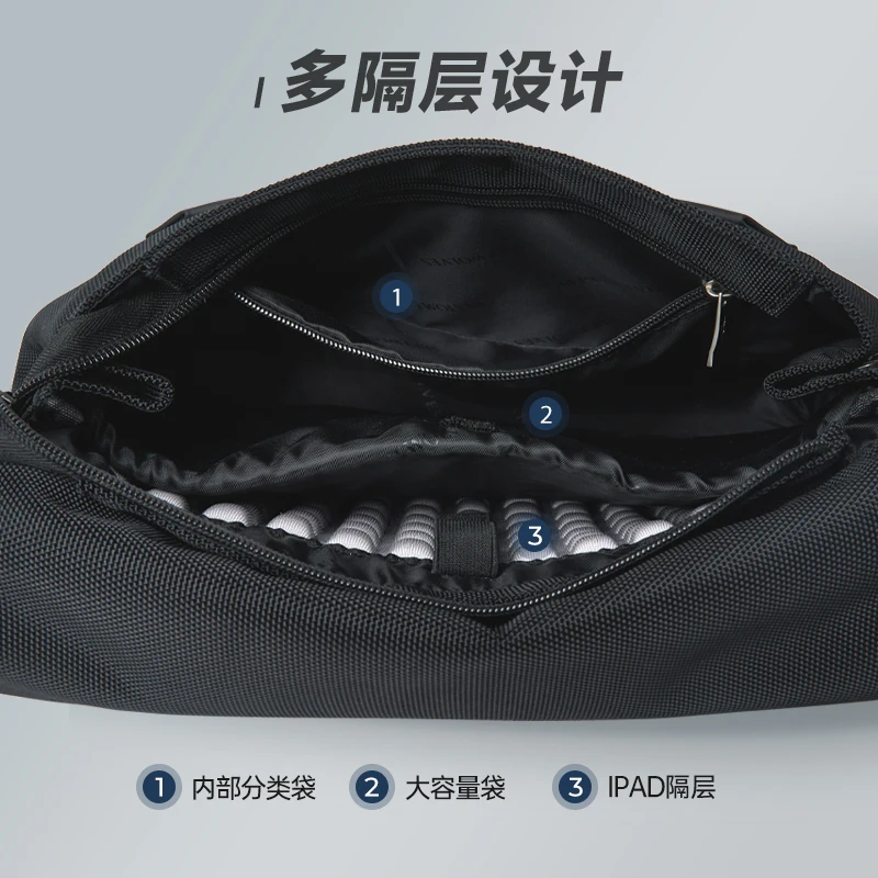 Septwolves PVC Leather Shoulder Bag Waterproof Men Messenger Bag With Anti-theft zipper Pocket, Shock-Proof 11 Ipad Compartment