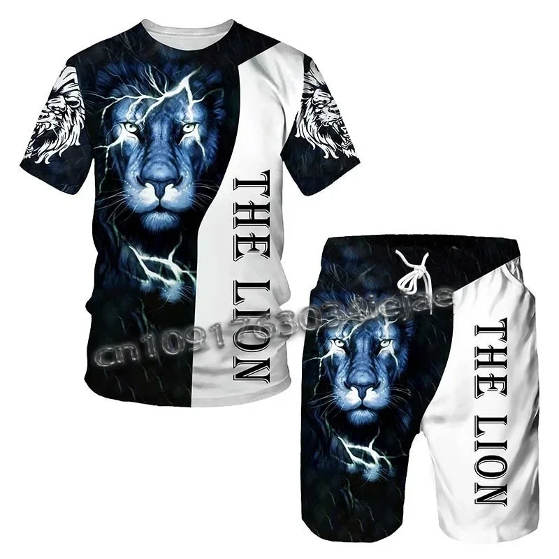 

2025 Fashion Summer Men's 3D Printed Men's T-shirt and Shorts Street Wear Splicing Printing Daily Leisure Outdoor Sports Wear