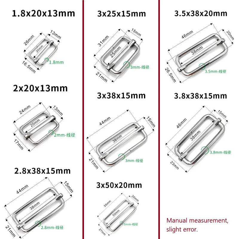 20mm 25mm 32mm 38mm 50mm Bag Backpack Straps Accessory Metal Buckle Adjuster For Belt Hook Hardware Pet Dog Collar Clasp