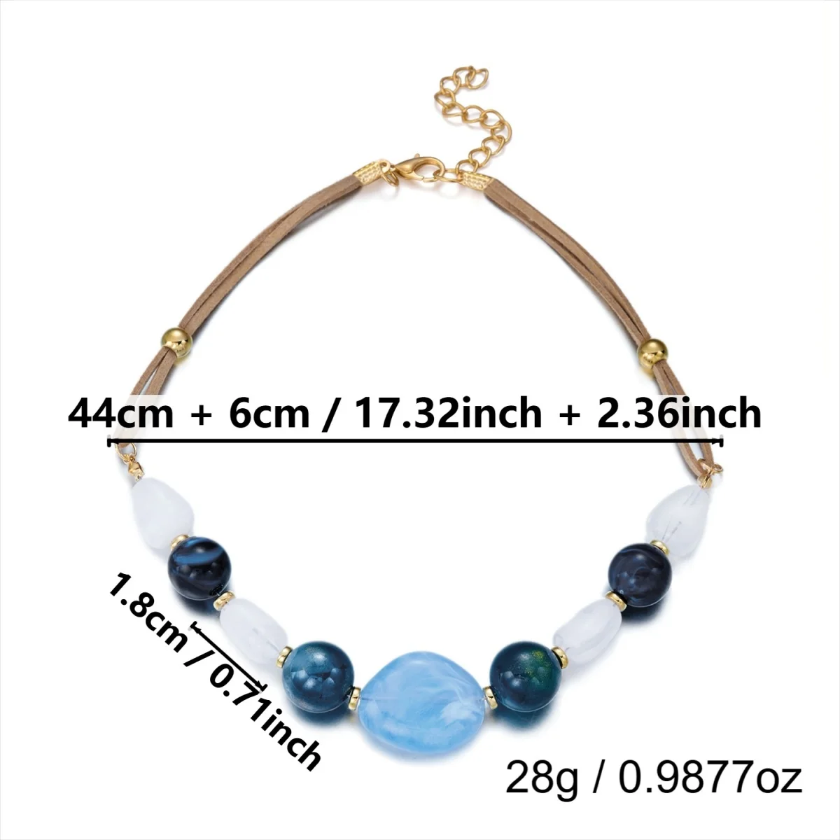 Ins Vintage Mehrfarbige Unregelmäßige Acrylperlen-Halskette für Damen und Herren, Handgefertigte Samtkette, Harzperlen-Choker, Ästhetischer Schmuck – Detail 34