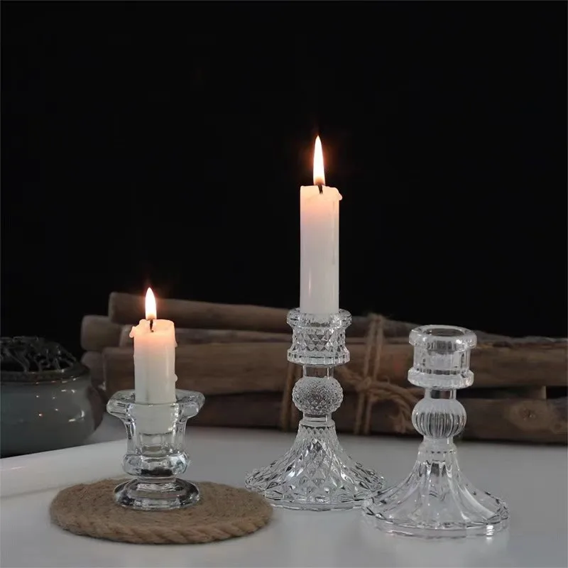 3pcs/set Crystal candle holder glass decorative candles Candleholder Wedding Home Bar Party Decoration Ornaments candlestick