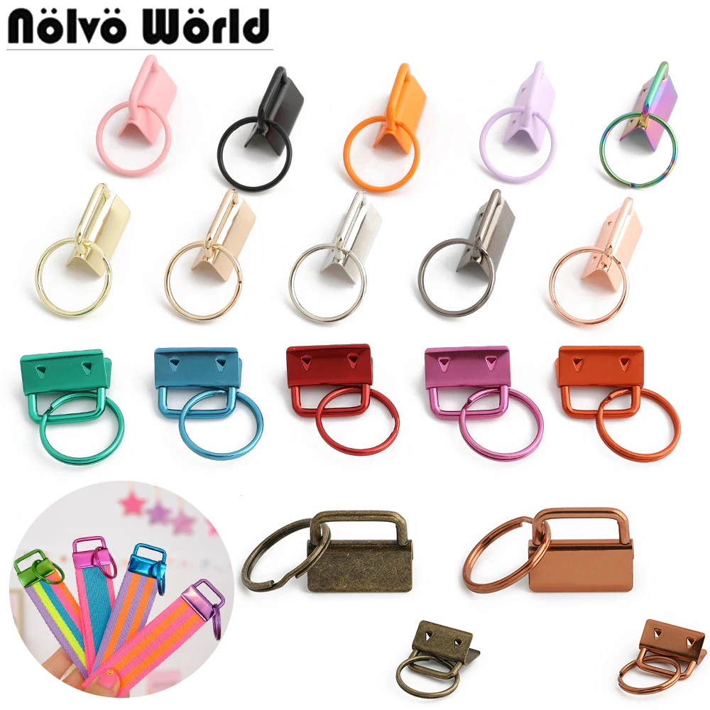 

500PCS 26mm Webbing Tail Clip Key Fob For Wrist Wristlets Cotton Tail Clip Keychain Split Ring End Lock Clasp Wallet Accessories
