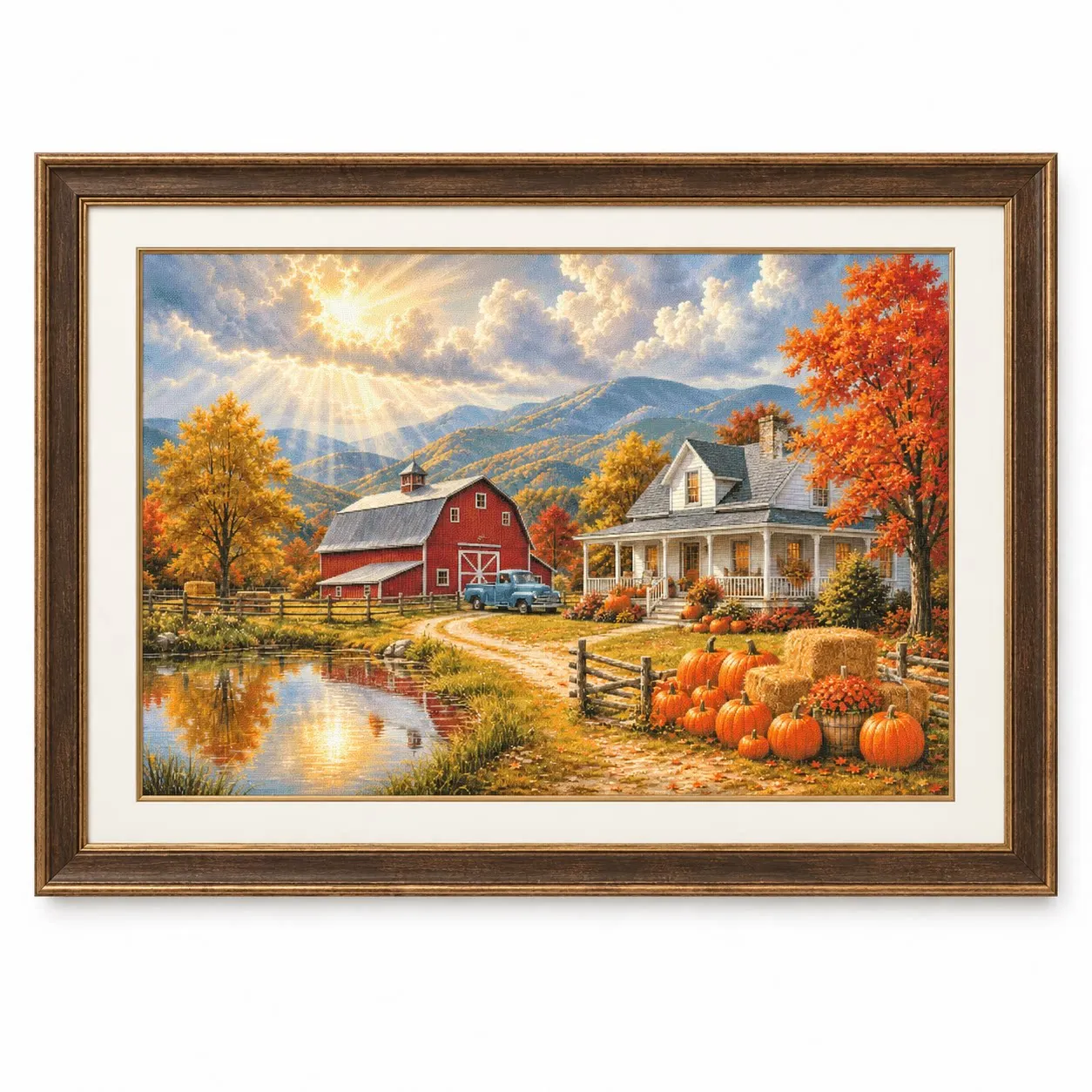 15CT [ZZ9283-American Country Pumpkin Manor]DIY Stamped Cross Stitch Kit for Adults 11CT 14CT 16CT Printed Canvas Embroidery