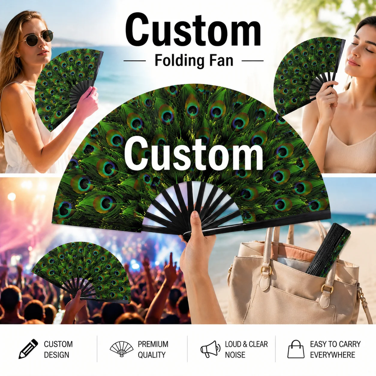 

Personalized DIY Folding Fan Custom Photo Text Fan Wedding Bridal Party Home Decoration
