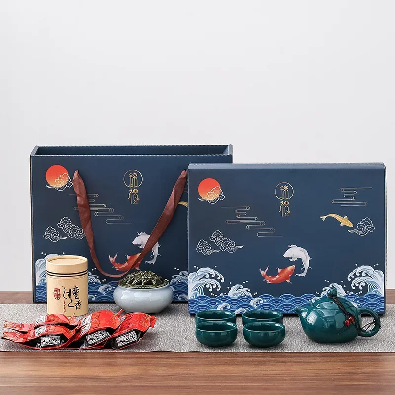 

Ceramic Cups Chinese For Tea Friends Four Kung Ceremony Car Set Pot Portable Gift Boxed With Cans Fu One