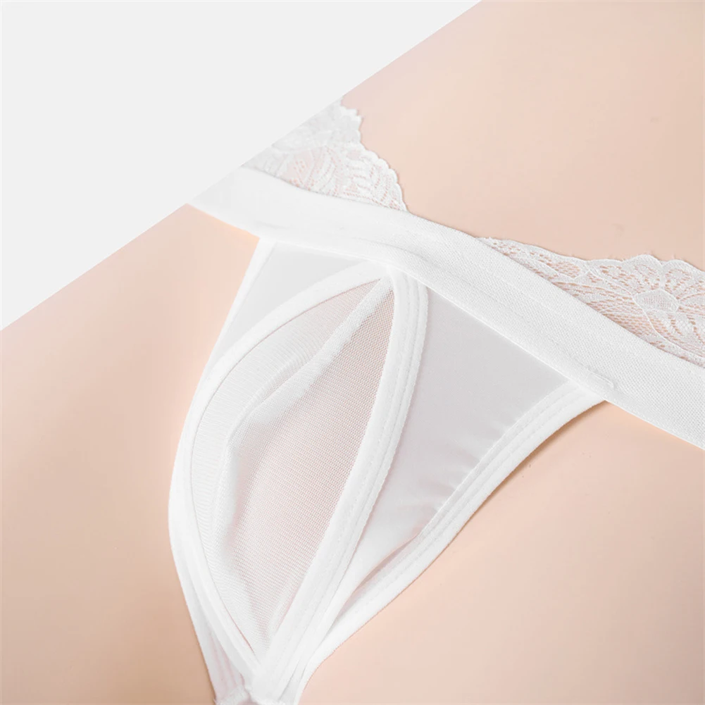 

Low Waist Men T-panties Lace Mesh Pouch Briefs Open Butt Underwear See Through Jockstrap G-strings Thongs Exotic Lingerie