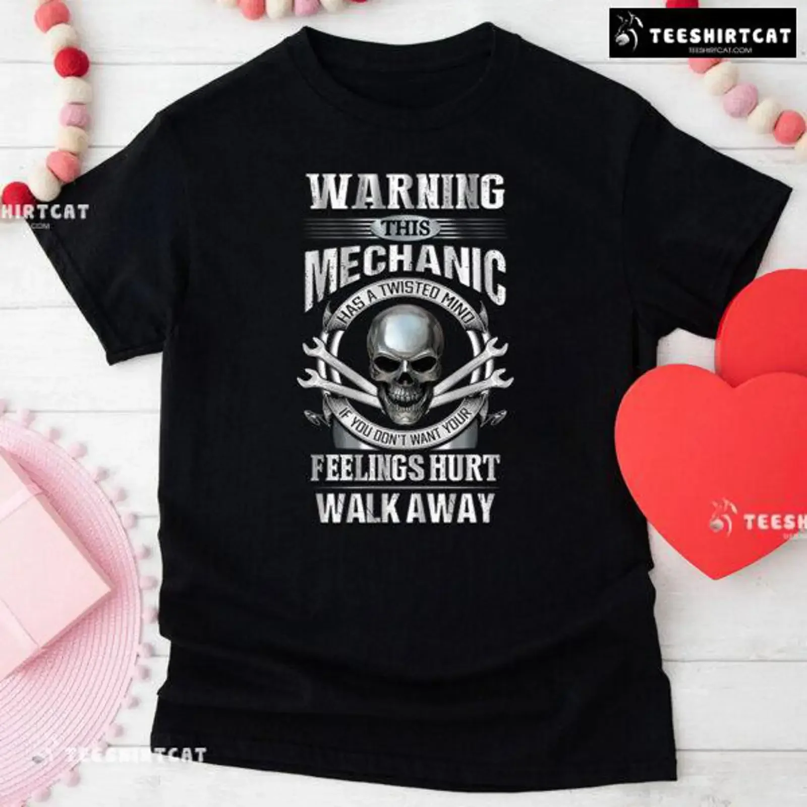 Warning This Mechanic Has A Twisted Mind Skull T Shirt vintage Washed Breathable Stretched fashion graphic Unisex streetwear
