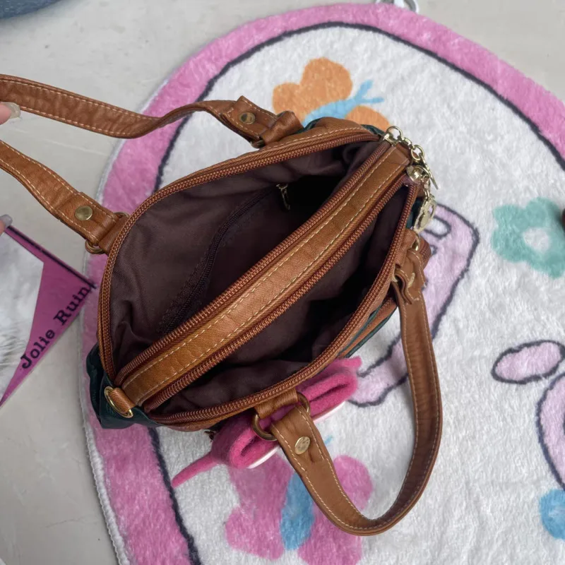 Y2k torba na zakupy kokarda króliczek torba studencka Retro Vintage Kawaii torebka z PU zamek urocza pikantna dziewczyna subkultura torba Crossbody