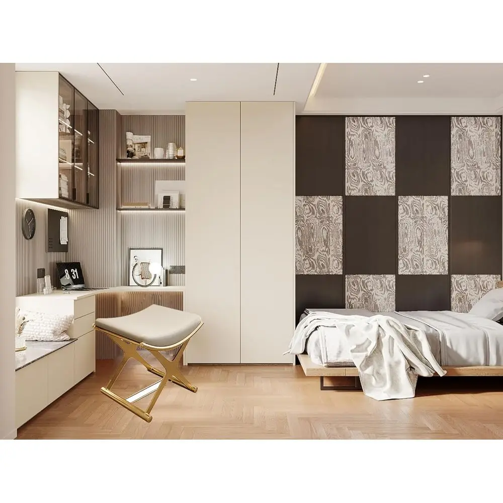 Универсальный табурет с кожаной обивкой и черным металлическим каркасом, светло-серый, 17,7 x 17,7 x 17,7