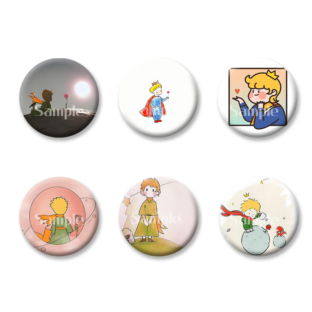 

The Little Prince Rose Fox Anime Cartoon Flash Badge Keychains Makeup Mirror Fridge Magnet ACG Goods Game Peripherals Toy Gift