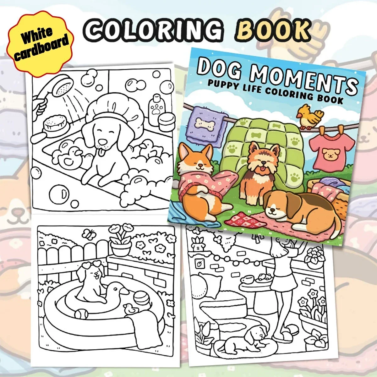 Dog Life Libro da colorare per adulti Pagine creative facili e audace Rilassanti antistress Fai da te Genitore Bambino Divertimento Casa Tempo libero Terapia artistica Boost