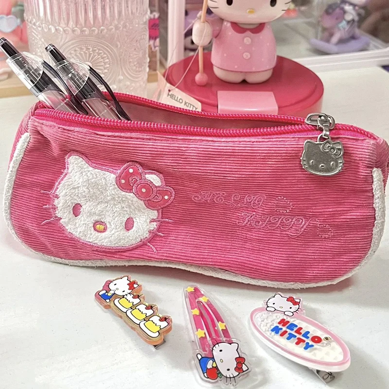 

Sanrio Kawaii Hello Kitty Anima Large Capacity Pencil Case Cute Sweet Cartoon Canvas Bag Storage Bag Lovely Gifts For Girls