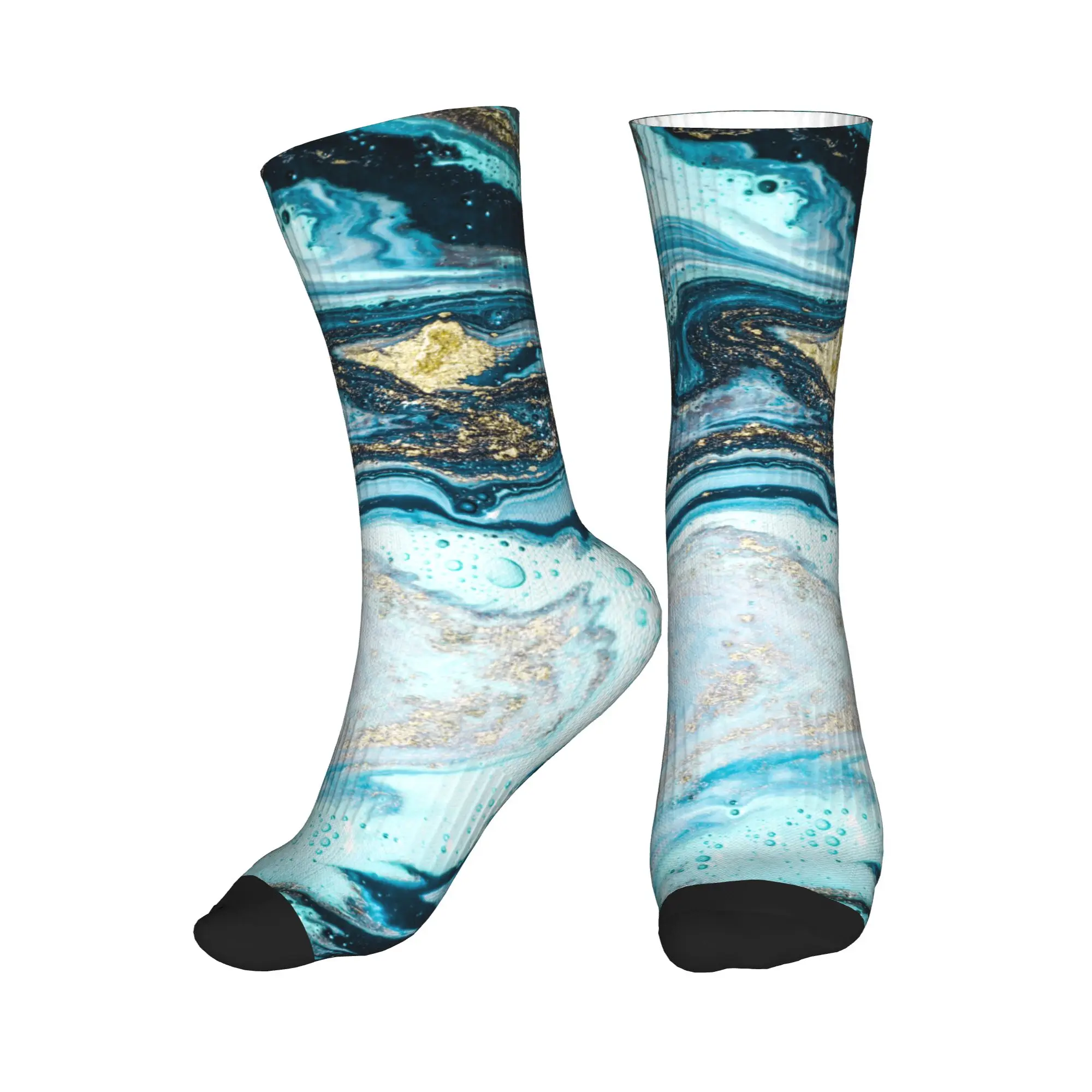 

Роскошные мужские носки с абстрактным мраморным узором в виде океанских волн, унисекс, оригинальные носки с 3D-принтом