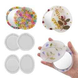 Rotating Makeup Mirror Crystal Epoxy Resin Mold DIY Oval Round Makeup Mirror Concrete Plaster Cement Silicone Mould Home Decor