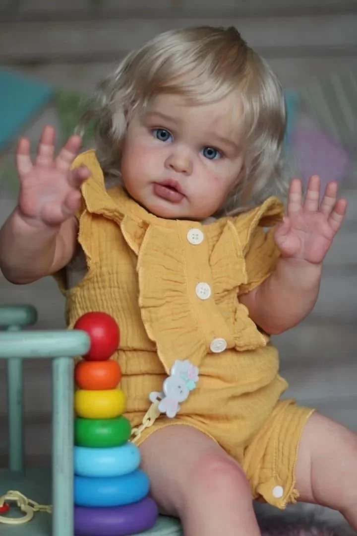 NPK 24''3D ผิว Art ตุ๊กตามือรากผมเหมือนจริง Reborn Ellie ตุ๊กตาเด็กทารกเด็กวัยหัดเดินทารกแรกเกิด Bebe ขาตั้ง Able Soft Touch