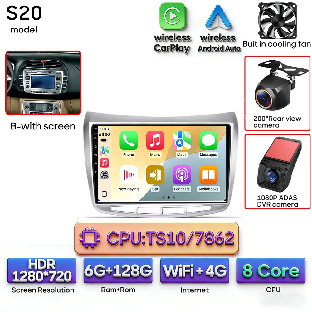 Android 15 autoradio multimediaspeler draadloze Carplay stereo voor Lancia Delta 2009 - 2019 navigatie GPS 2din DSP Wifi